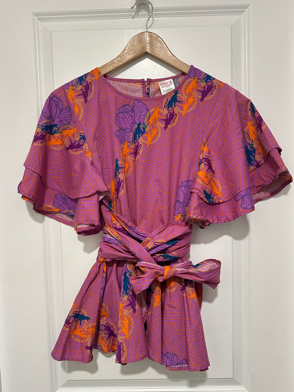 Disney Parks Marvel Black Panther World of Wakanda Purple Floral Blouse Medium